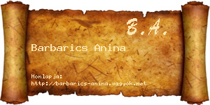 Barbarics Anina névjegykártya